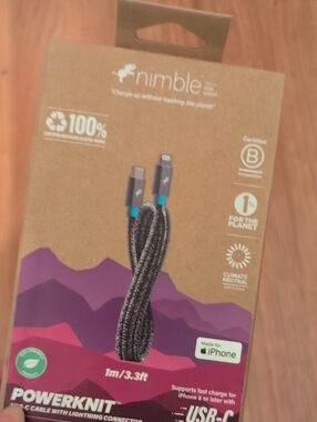 Nimble PowerKnit USB-C to Lightning Cable — Black